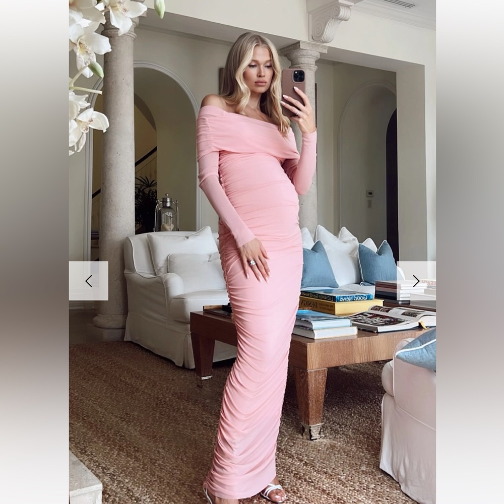Off the shoulder soft mesh dress (maternity)